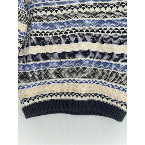 Tigerlily 3d Coogi‎ Like Sweater Made Boat Neck Blue Stripe Blue Women’s Small - Picture 11 of 11